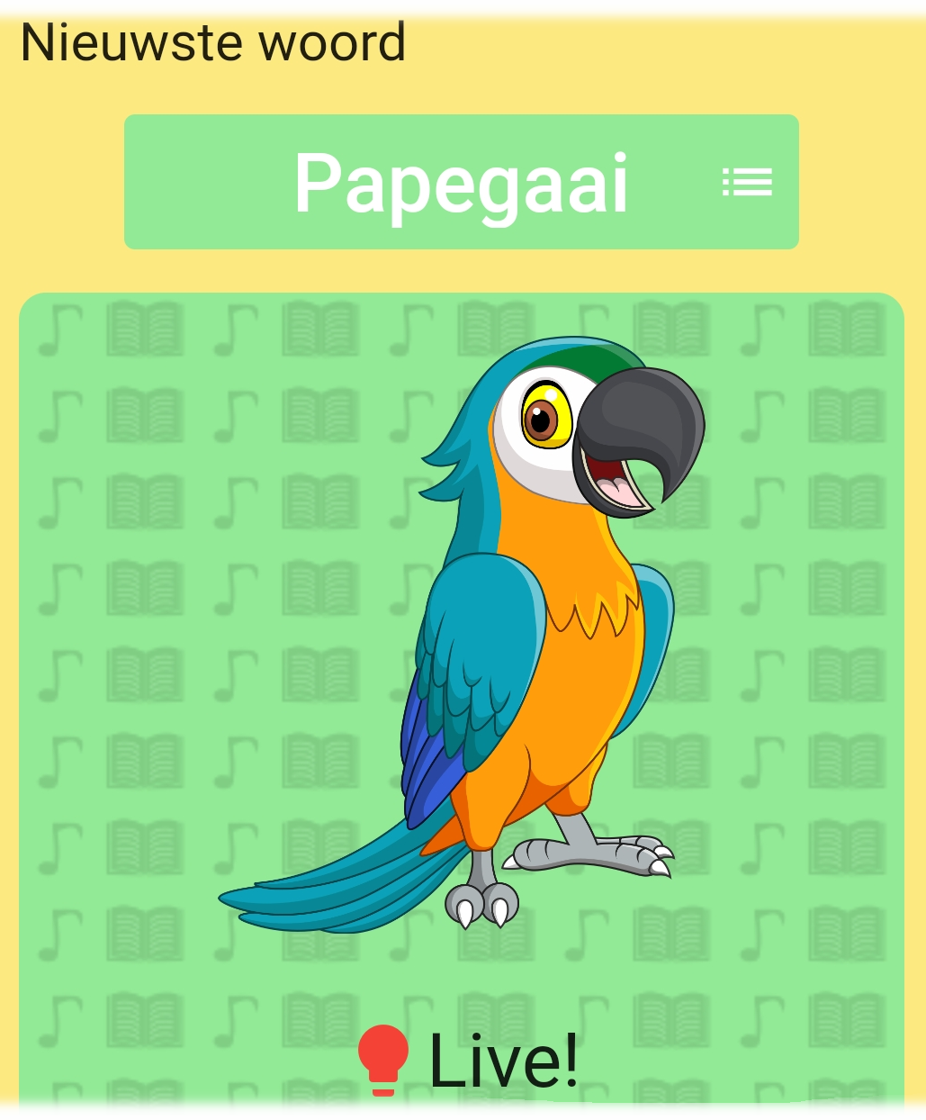 jack app main page while live