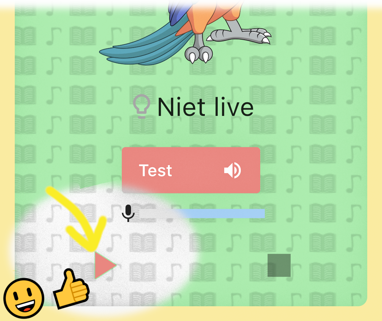 jacky app main page with play button highlighted
